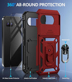 Taisairu for Google Pixel 9A Case with Screen Protector & Slide Camera Lens Cover, Built-in 360°Rotate Magnetic Ring Stand Shockproof Protective Phone Case for Google Pixel 9A Case (Red)