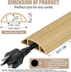 Floor Cord Cover Self Adhesive Cord Hider,10FT Cable Management, Extension Strip Protector for Wires, Prevent Cable Trips for Offices, Gyms, Exhibitions Cavity:0.47"(W) x0.35(H) WoodLightyellow