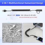USB to USB-C and Lightning Cable Combo 2 in 1 Coiled Cable Support Apple Carplay & Android Auto [MFi & 3A Fast Charge & Data Sync] Coiled Lightning and USB C Cable for iPhone 17/16/15/14/13/12/Android