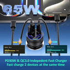 Car Charger USB C Fast Charging, 65W 4-Port Fast Car Phone Charger Accessories Dual USB-C & USB-A Cargador Carro Cigarette Lighter Adapter for iPhone 16 15 14 13 Pro Max,iPad,Samsung,Tablet,Android