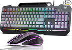 AULA T102 104 Keys Gaming Keyboard and Mouse Combo with RGB Backlit, All-Metal Panel Waterproof Light Up Quiet Computer Keyboard, USB Wired for MAC Xbox PC Gamers