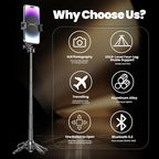 Mini Selfie Stick, Pocket Size Extendable Phone Holder with Wireless Detachable Remote Control for Content Creation/Vlog/Video Record/Live Stream
