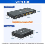 J-Tech Digital HDMI 2.0 4K 1x4 Splitter Extender Over Single Cable CAT6 with PoC Up to 196 FT 1-in 4-Out w/Local Loop Output & Low Latency [JTECH-14EX50]