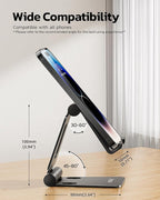 Nulaxy 2 Pack Dual Folding Cell Phone Stand, Fully Adjustable Foldable Desktop Phone Holder Cradle Dock Compatible with iPhone 17 16 15 14 13 12 Pro Max Xs Xr, All Phones, Black & Rose Gold