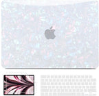 B BELK Compatible with MacBook Air 13 inch Case 2025 2024 2023 2022 M4 M3 M2 A3240 A3113 A2681, Plastic Laptop Hard Shell +Keyboard Cover +Screen Protector for MacBook Air 13.6 inch Case, Shiny Pearl