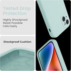 FireNova Designed for iPhone 13 Case, Silicone Upgraded [Camera Protection] Phone Case with [2 Screen Protectors], Soft Anti-Scratch Microfiber Lining Inside, 6.1 inch, Mint Green