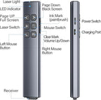 Presentation Clicker with Air Mouse - USB C Wireless Presenter Remote Clicker with Laser Pointer, RF 2.4GHz PowerPoint Clicker for Presentation, Computer Pointer Clicker Slide Advancer for Mac,Laptop