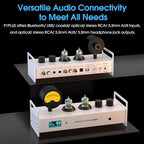 Douk Audio 2 Channel Bluetooth Vacuum Tube Preamp, Hi-Fi Headphone Amp, USB DAC PC Sound Card, Wireless Receiver Audio Preamplifier with VU Meter, Optical, Coaxial, APTX, LDAC, DSD256, Remote Control