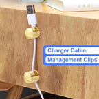 6 Sets Charger Holders for Cords, Gold Adjustable Cable Anchor Holders, Adhesive Metal Cord Clips, Cable Management Wire Organizers for Desk, Office, Nightstand