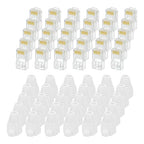 MECCANIXITY 100pcs Cat6 RJ45 Pass Through Connectors, RJ45 Connector 8P8C Gold Plated Plugs with 100pcs White Strain Relief Boots for Solid or Stranded UTP Ethernet Cable, 1.1mm
