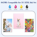 Pristar Compatible with HP 31 32XL Ink Bottle Set Compatible with HP Smart Tank 7301 7001 7602 5000 6001 5101 5102 5103 Plus 651 551 455 457 450 All-in-One Printer (165 ML 32XL Black Ink 100 ML 31 CMY