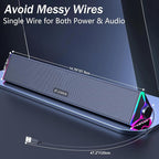 LENRUE Computer Speakers for Desktop,PC Speakers with Single USB for Power and Stereo Sound,Touch Lights Gaming Speakers Sound bar for Desktop PC Monitor Laptop(USB-C Adapter Included)