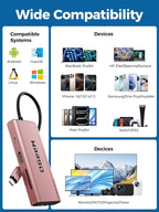 QGeeM USB C Hub Ethernet,9 in 1 USB Type C Hub HDMI Multi-Port Converter Adapter,100W Pd, USB 3.0,SD/TF Card Reader,Compatible for MacBook Pro Air Ipad HP Dell Lenovo Chromebook etc.-Pink