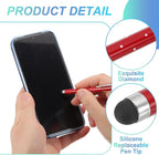 PATIKIL Stylus Pens for Touch Screens, 6 Pcs High Precision Universal Bling Stylus Crystal Metal Capacitive Pen for Touch Screen Devices Phone Tablets Laptop, Red