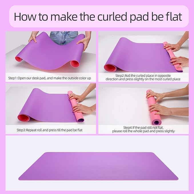 YSAGi Desk Mat, Waterproof Mouse pad for Desk, Leather Desk Pad Large for Keyboard and Mouse,Dual-Sided Mouse Mat for Office (35.4" x 17", Aconite Violet+Eosine Pink)