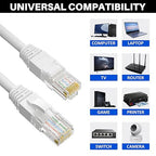 Cat5e Ethernet Cable 150 FT, Long Cat 5e Internet Cable, White Snagless Patch Cord, Flexible, Network, LAN, PoE, Standard RJ45 Connector for PC, Server, Router, Modem, TV, PS5 - with 15 Cable Ties