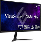 ViewSonic VX2718-PC-MHD 27 Inch Curved 1080p 1ms 180Hz Gaming Monitor with FreeSync Premium, Eye Care, HDMI and Display Port