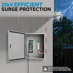 PROCET Ethernet Surge Protector Gigabit - 20KV Industrial Lightning Arrestor for -40°F to 185°F, 120Wmax PoE++ RJ45 Surge Protector, 10/100/1000Mbps, Gas Discharge Tube（GDT）, PT-PR01G
