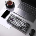 YUNZII B75 PRO Wireless Mechanical Keyboard,75% Layout with Knob,Hot Swap Gasket Custom Structure,Creamy Pre-lubed Switches,RGB Backlit,BT/Type-C/2.4G for Win/Mac(Cocoa Cream V2 Switch,Dark Grey)