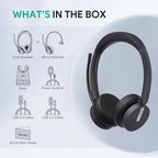Yealink WH64 DECT & Bluetooth Mono UC Zoom Wireless Headset, 606 ft Range Single Ear Work Headphones with 3X Noise Cancelling Mic, 26H Talk Time, Ringer, Office Headsets for Desk Phone, PC,Cellphone