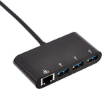 Amazon Basics 4-Port Adapter With 3 USB 3.0 USB-A Ports & 1 RJ45 Gigabit Ethernet Port, Black