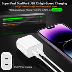 Fast iPhone Charger,Dual Port USB C iPhone Charger Fast Charging Block,2Pack Double Type C Apple Wall Charging Adapter Plug,4Pack Quick USB C to Lightning Cable for iPhone 14Pro/13/12/11/MiNi/XS/XR/SE