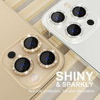 Choiche [3+1 for iPhone 13 Pro/iPhone 13 Pro Max Camera Lens Protector Bling, 9H Tempered Glass Camera Cover Screen Protector Metal Ring Decoration Accessories (Glitter-Silver)