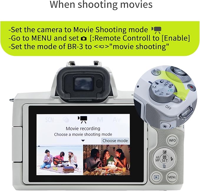 Remote Control for Canon Camera,Rechargeable Wireless Shutter Release with OLED Screen for Canon EOS RP, EOS R, R5, R6, M50, M50 II, 6D Mark II, 77D, 850D, 800D, Rebel T7i, T8i; Replaces BR-E1 (white)