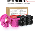 Barbell Clips 1 Inch Quick Release Weight Clamps 0.9-1.18inch Multi-Size Adjustable Olympic Clamps for Bars