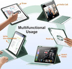 for iPad 11th 10th Generation Case with Keyboard, Magnetic 720° Rotatable Cover Detachable Wireless Bluetooth Backlit Keyboard with Pencil Holder for iPad 11 inch A16 2025 & 10.9 inch 2022 -Dark Green