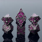 Purple Black Nickel Finish Heavy Metal DND Dice Set (Warlock) with A Metal Box, Sharp Edge Zinc Alloy D&D Accessories, D4-D20, Designed for Dungeons & Dragons Master, RPG Player, Starter
