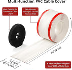 8.2ft Cord Cover Floor, Soft PVC Cord Covers for Wires on Floor, Self-Adhesive Cord Hider, Cable Management Wire Protector for Commercial Office Carpet/Floors/Wall White