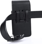 BECPLT Leather Holster Belt Case for iPhone 16 Pro/15/14/13/12/11 Pro & Galaxy S25/S24/S23/S22/S21/S20 - Slim Hard Case with Clip/Loops - Black