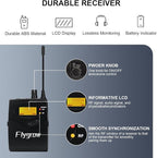 Pro UHF Wireless in Ear Monitor System, Metal IEM Dual Channel Wireless Transmitter and Bodypack Receiver, 80 Adjustable Frequencies,164ft Range, Ideal for Studio, Guitar, Band Performance