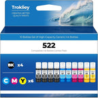 522 Ink Refill Bottles ET-2800 ET-4800 ET-2400 ET-2803 Ink Refill Replacement for 522 Ink Bottles for ET-2840 ET-4700 ET 2800 ET 4800 ET 2400 ET 2803 ET-4810 ET-2720 Printer 10 Pack (Not Subli Ink)
