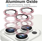 AGVEE 3+3 Camera Lens Protector for iPhone 15 Pro 6.1" / 15 Pro Max 6.7", Brushed Metal Ring 9H Tempered HD Glass Camera Protector Cover Film, Pink