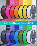 SUNLU PETG Filament 1.75mm 4KG Bundle, Less Stringing and Good Layer Adhesion, Individually Vacuum Packed, 3D Printer Filament 4kg, 1kg per Spool, Pack of 4, 4 Colors, Black+White+Grey+Oak