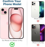 AGVEE 3+3 6 Pack for iPhone 15 6.1" / 15 Plus 6.7" Camera Lens Cover Protector, Metal Ring 9H Tempered HD Glass Camera Cover Protector Film, Pink
