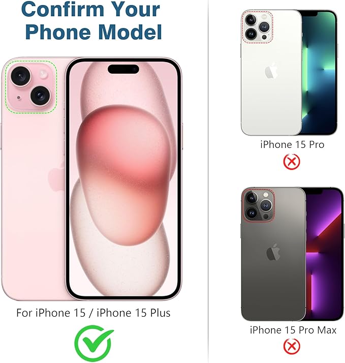 AGVEE 3+3 6 Pack for iPhone 15 6.1" / 15 Plus 6.7" Camera Lens Cover Protector, Metal Ring 9H Tempered HD Glass Camera Cover Protector Film, Pink