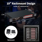 STEAMEMO 24-Port Managed Gigabit PoE+ Switch | 24×PoE+ Ports@360W, 2×Gigabit Uplinks, 2×SFP | VLAN, QoS, Port Mirroring | Metal Casing, Plug & Play | Overload Protection w/ Port