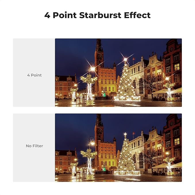 K&F CONCEPT 58mm Star Filters Kit (3pcs) 4 Points 6 Points 8 Points Cross Screen Starburst Filters Set -18 Layer Coating Ultra Slim Optical Glass Camera Lens Filter with 3 Cleaning Cloth