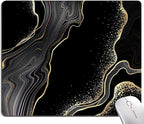 Mouse Pad Marble, Cute Personalized Mouse Pads with Design, Square Washable Cloth Mouse Mat, Gaming Office Home Non-Slip Rubber Base Computer Mousepad, Black Gold Marble