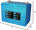 Deep Cycle Lithium Ion Marine Battery Group 27 Dual Terminal Replaces Optima D27M Blue Top 900CCA
