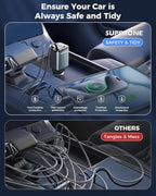 【2025 Ultra-Compact】 SUPERONE Retractable Car Charger, 5 in 1 Car Phone Charger with 84W Fast Charging Cables, Car Accessories Adapter for iPhone 16/15/14/13/12/11, Galaxy, Pixel