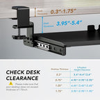 AX WABER Keyboard Tray Under Desk Pull Out with Extra Sturdy Adjustable C Clamp Mount System, 27.3 (32.5 inch Including Clamps) x 11 Inch Slide-Out Platform Computer Drawer for Typing, Black,AX01WB01