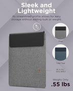 Lenovo Slim Laptop Sleeve 14 Inch Notebook/Tablet - Compatible with MacBook Air/Pro - Eco-Friendly Lightweight Case with Accessory Pocket & Magnetic Closure - Grey