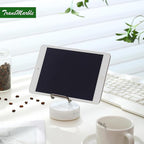 Marble Phone Stand with Metal Holder, Charging Available While Using, Swipe Up to Unlock, Made of Natural Marble as Business Card Holder for Office Desk (Starry White + Black)