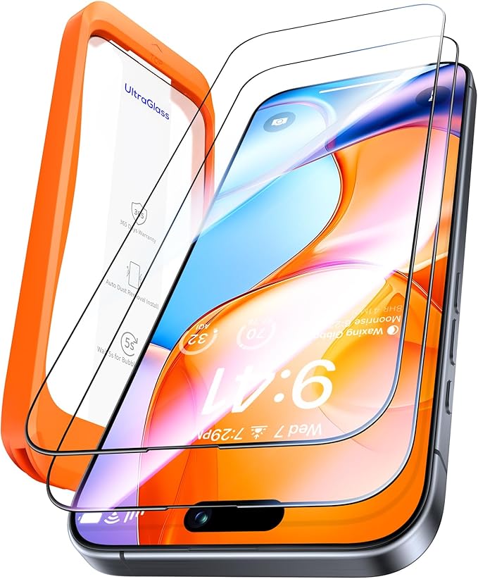 UltraGlass Unbreak Top 9H+ Glass for iPhone 16 Pro Screen Protector 6.3" (12FT Military Grade Shatterproof) Screen Protector 16 Pro Tempered Glass (Longest Durable) Full Coverage 16Pro, 2 Pack
