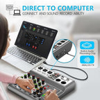 Aveek Professional Audio Mixer, Sound Board Mixing Console with 5 Channel Digital USB Bluetooth Echo Delay Effect, Input 48V Phantom Power Stereo DJ Mixers for Recording, Live Streaming, Podcasting