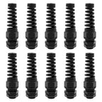 Strain Relief Cord Connector,LISTENJIALE 10Pcs NPT 3/8" Waterproof Cable Gland Flex Spiral Strain Relief Adjustable 5-10mm Cable Connector Nylon Joint with Gaskets(Black)